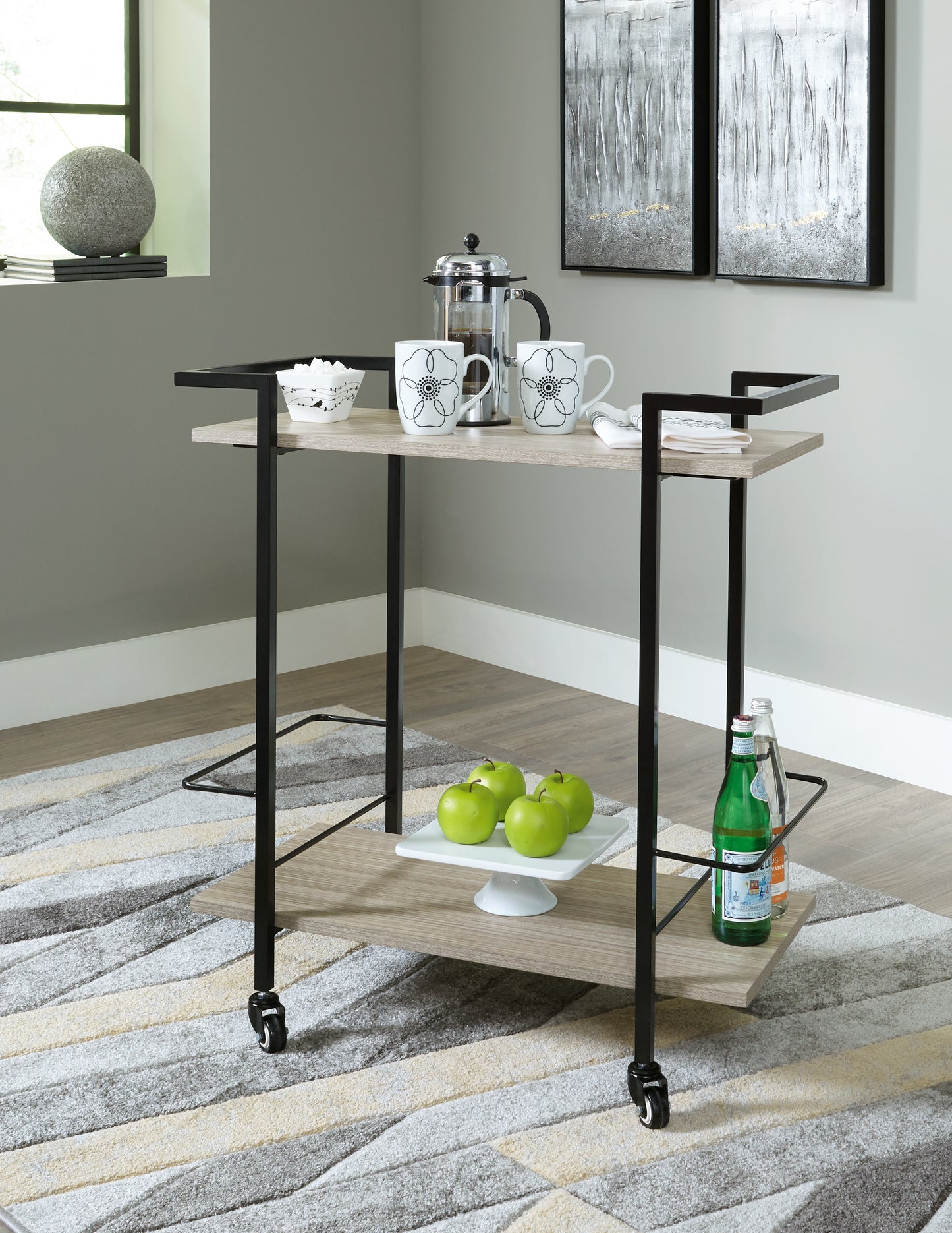 The Furniture Outlets - Ashley Furniture - Waylowe Bar Cart - Bar Cart / Brown/Black - A4000389