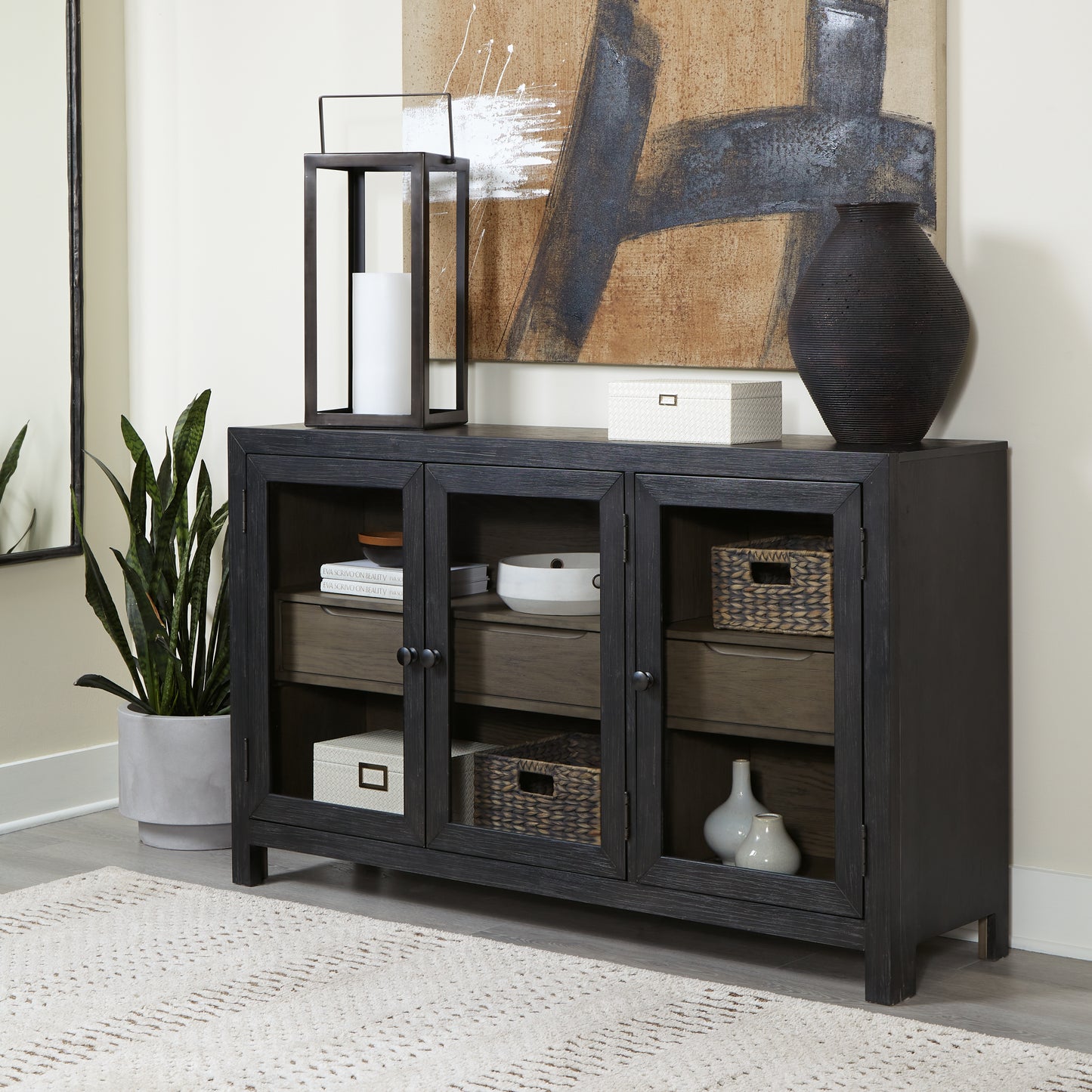 The Furniture Outlets - Ashley Furniture - Lenston Accent Cabinet - Accent Cabinet / Black/Gray - A4000508