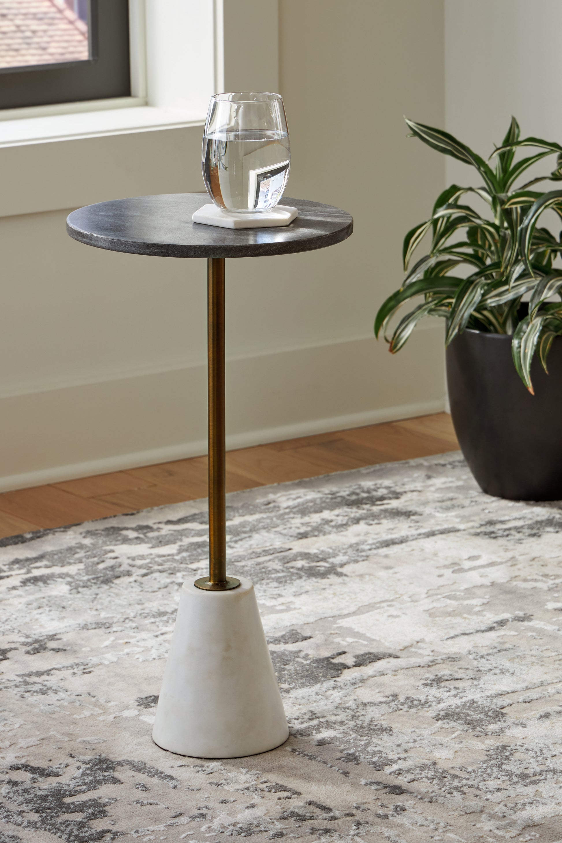 The Furniture Outlets - Ashley Furniture - Caramont Accent Table - Accent Table / Black/White/Gold Finish - A4000540
