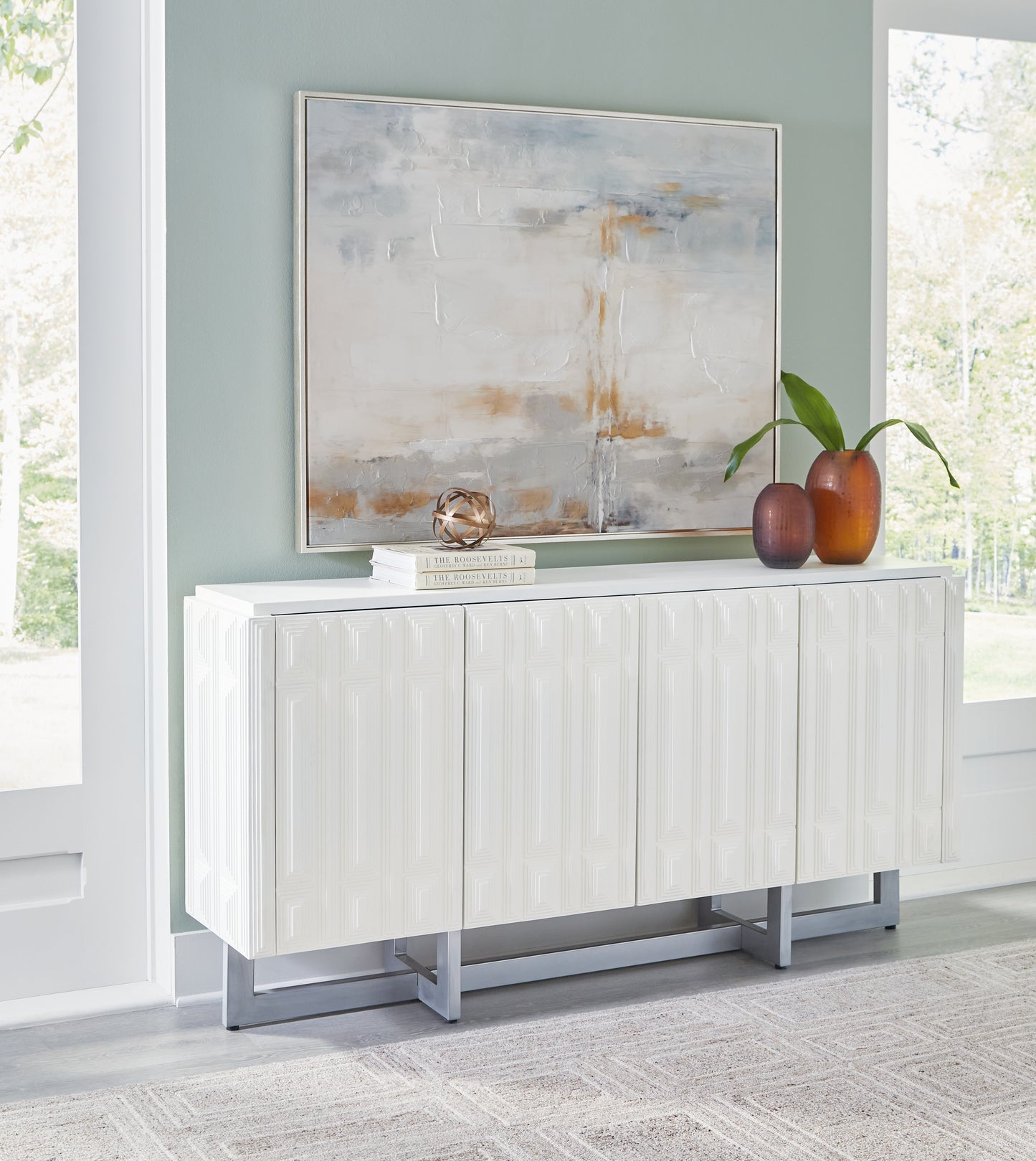 The Furniture Outlets - Ashley Furniture - Ornawel Accent Cabinet - Accent Cabinet / Distressed White - A4000569