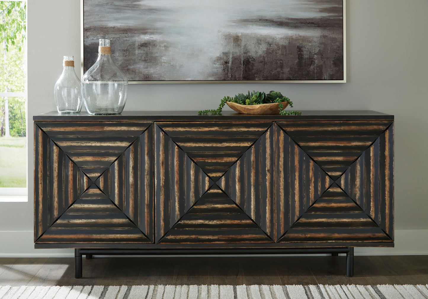 The Furniture Outlets - Ashley Furniture - Fair Ridge Accent Cabinet - Accent Cabinet / Distressed Black - A4000573