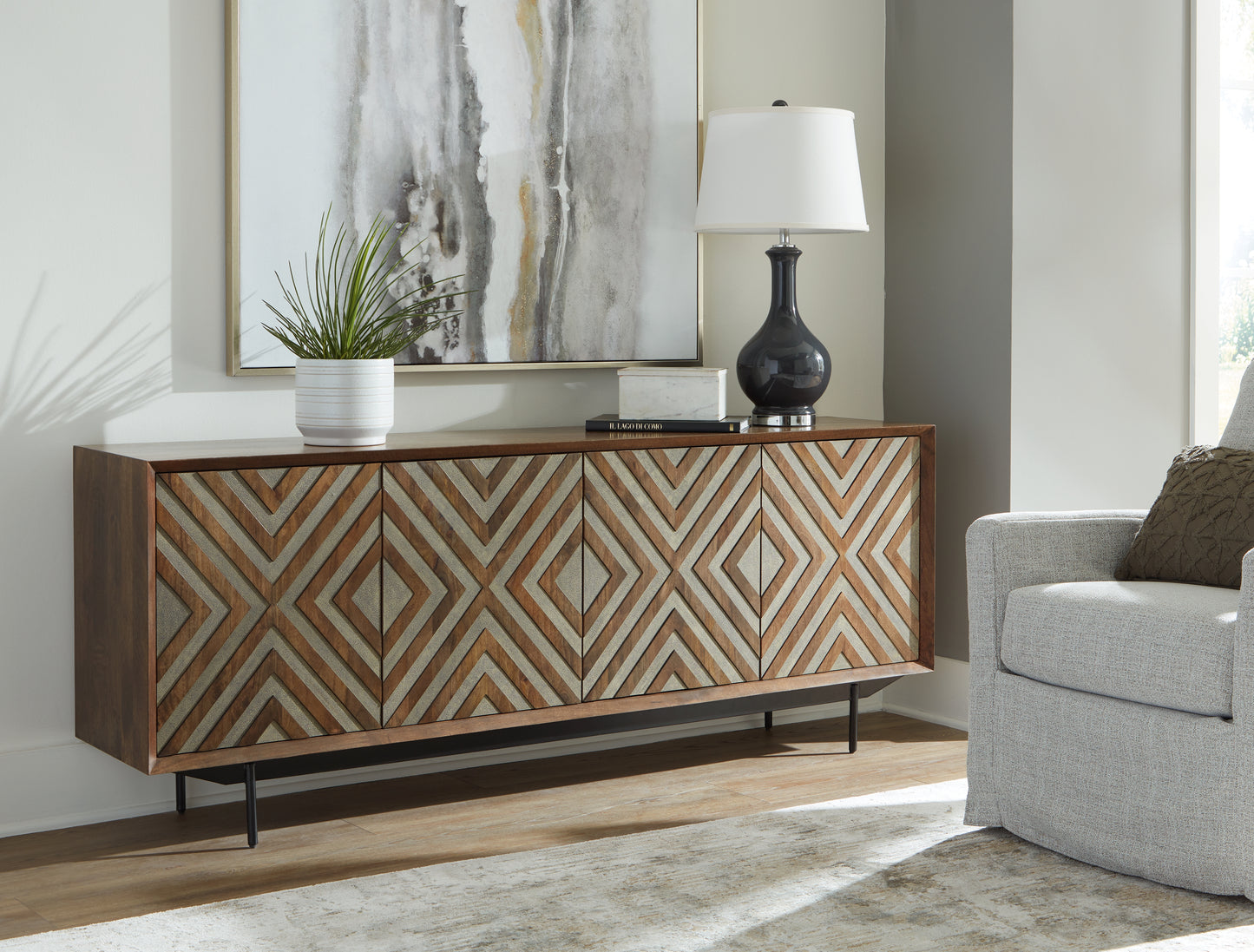The Furniture Outlets - Ashley Furniture - Dreggan Accent Cabinet - Accent Cabinet / Brown/Gold Finish - A4000577