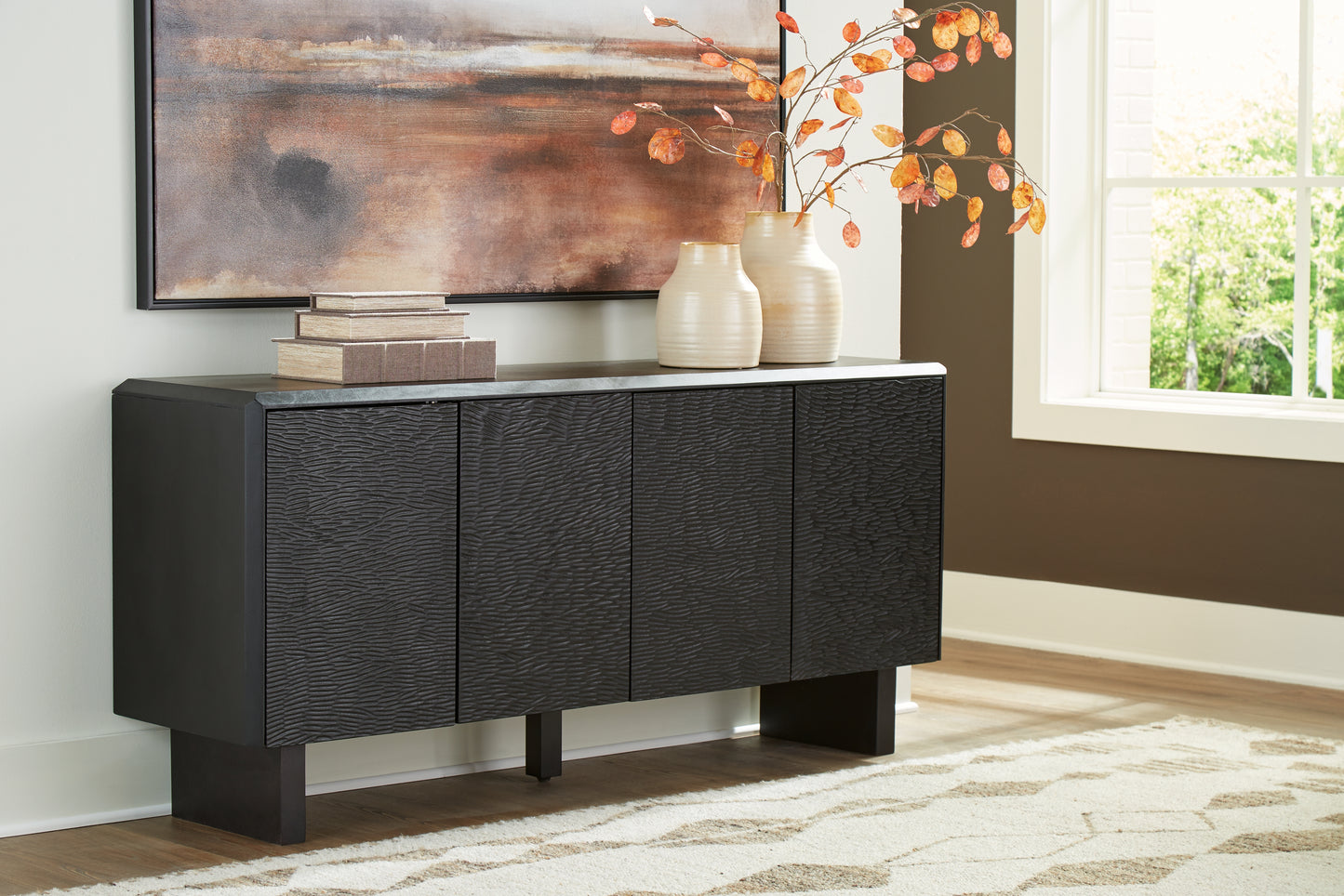 The Furniture Outlets - Ashley Furniture - Farrelmore Accent Cabinet - Accent Cabinet / Black - A4000659
