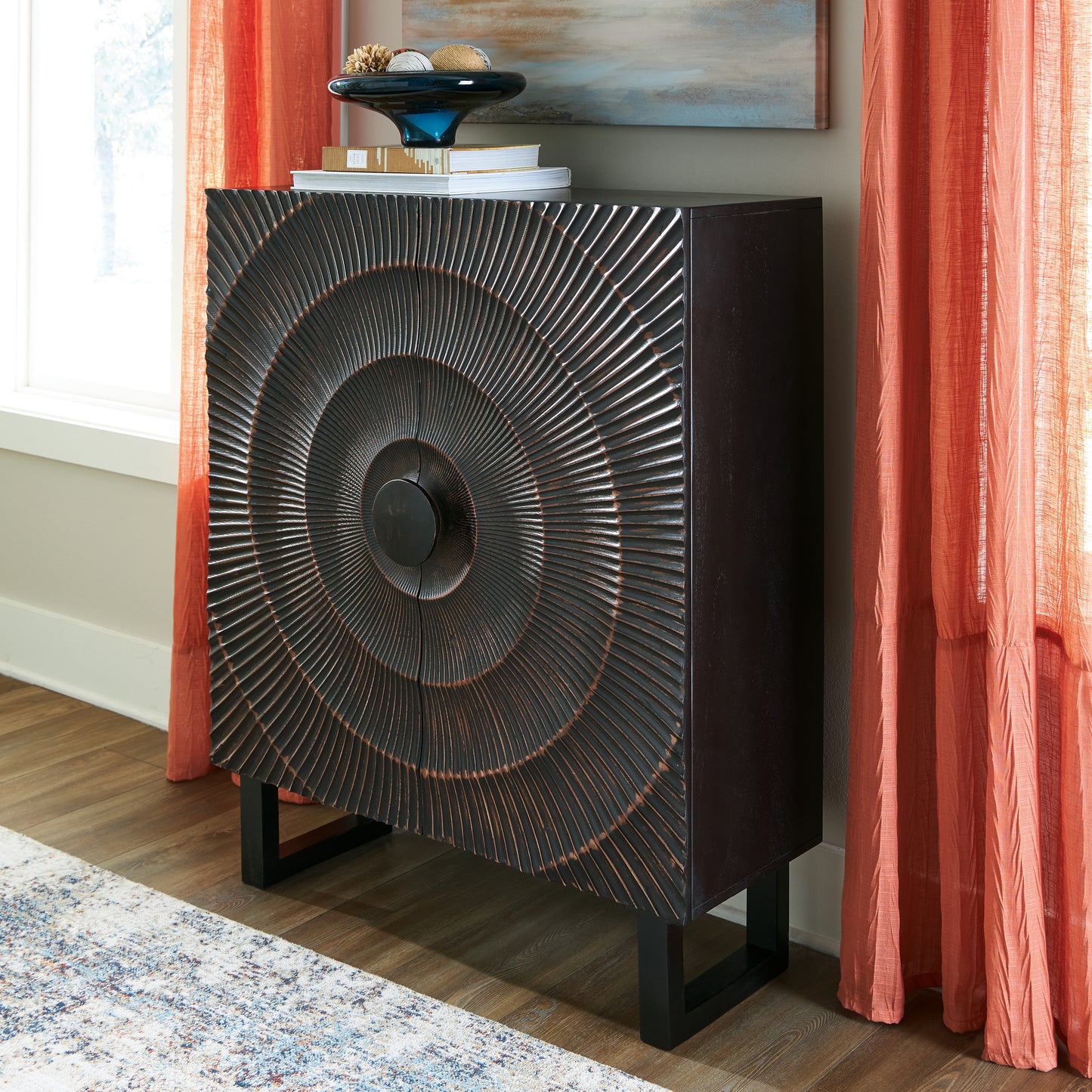 The Furniture Outlets - Ashley Furniture - Fosterman Accent Cabinet - Accent Cabinet / Distressed Black - A4000660