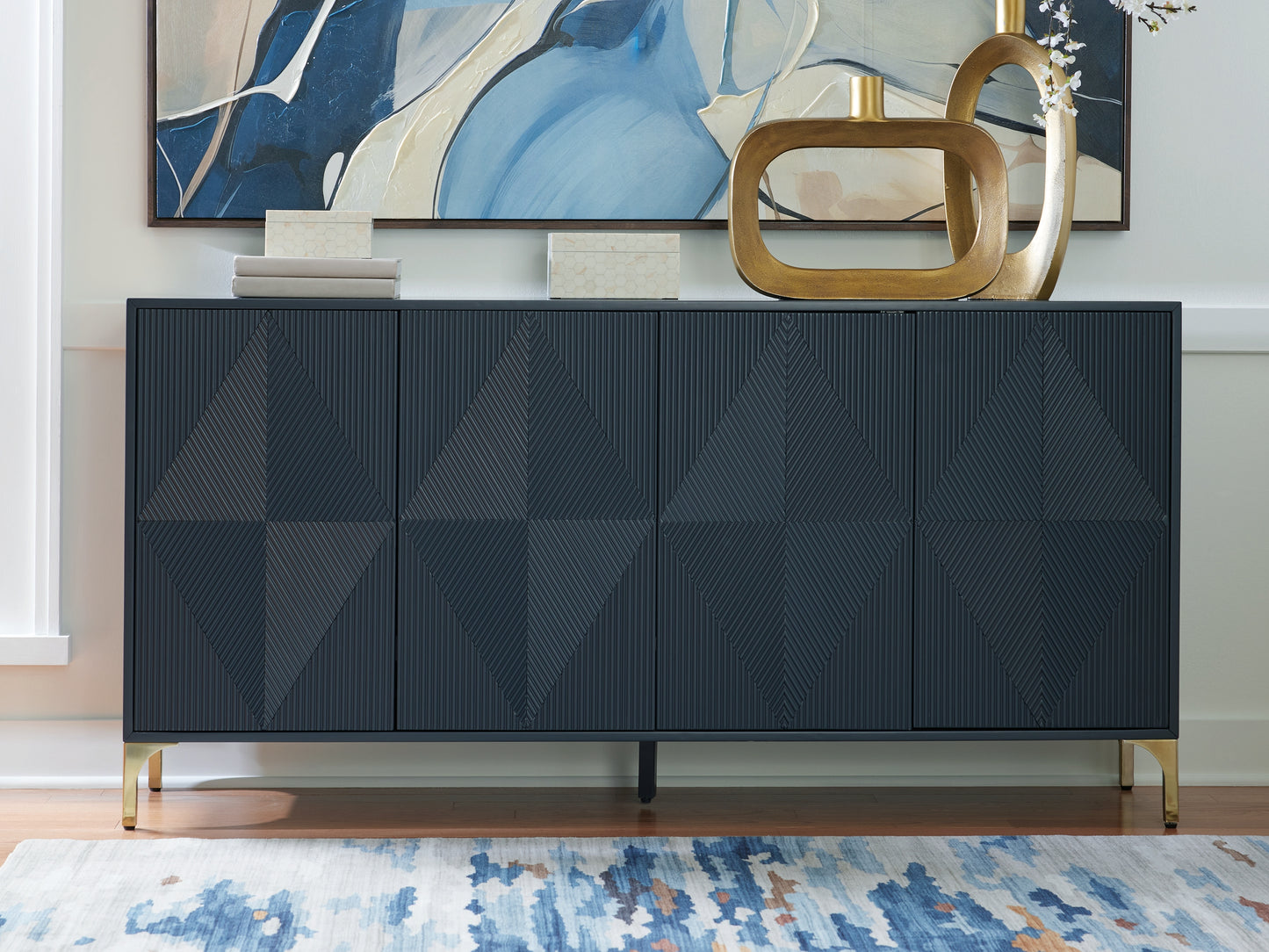 The Furniture Outlets - Ashley Furniture - Loirwick Accent Cabinet - Accent Cabinet / Dark Blue - A4000677