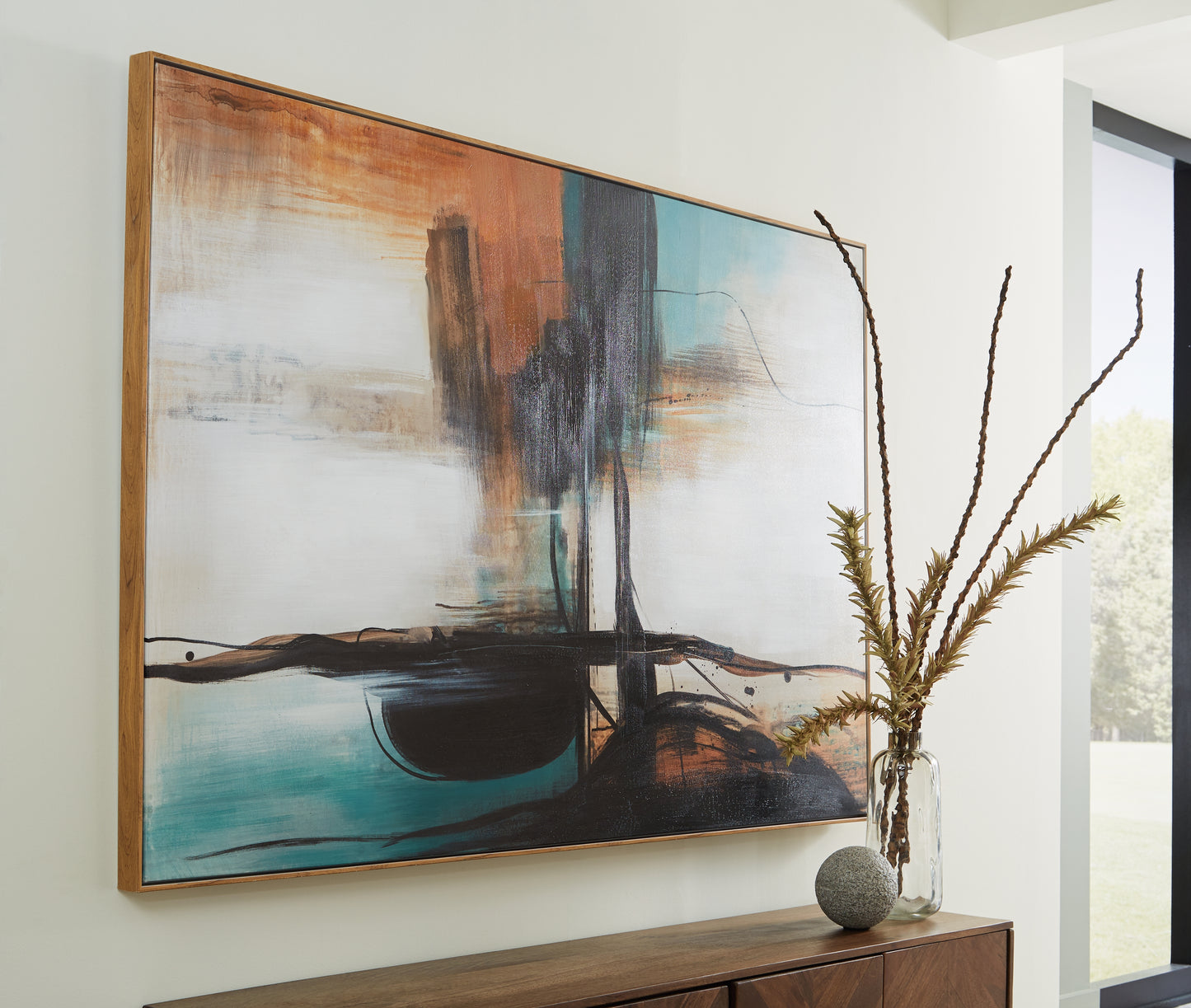 The Furniture Outlets - Ashley Furniture - Brunonia Wall Decor - Wall Art / Teal/Orange/Black - A8000337