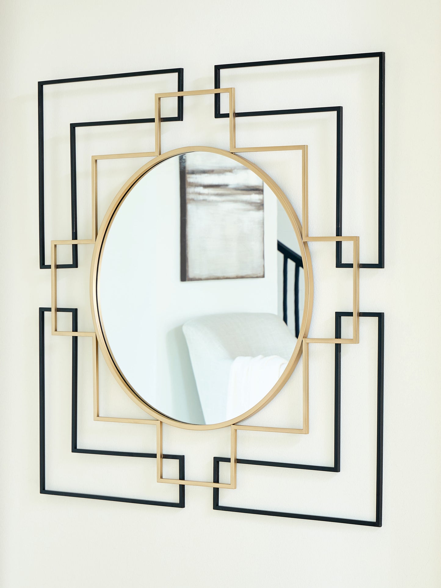 The Furniture Outlets - Ashley Furniture - Oceanal Mirror - Accent Mirror / Black/Gold Finish - A8010394