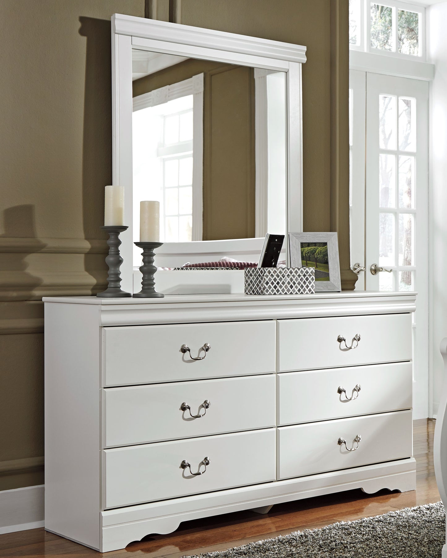 The Furniture Outlets - Ashley Furniture - Anarasia Bedroom - Dresser and Mirror / White - B129B3