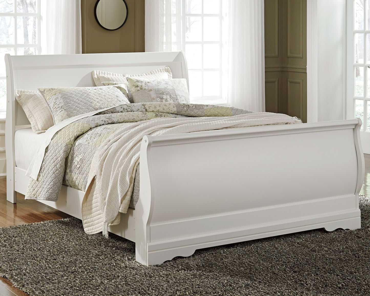 The Furniture Outlets - Ashley Furniture - Anarasia Bedroom - Queen Sleigh Bed / White - B129B4