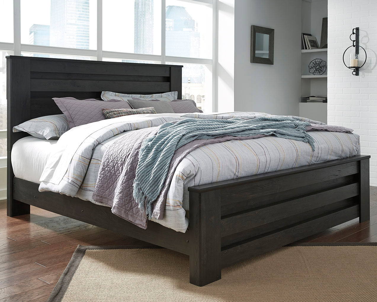 The Furniture Outlets - Ashley Furniture - Brinxton Bedroom - King Panel Bed / Charcoal - B249B4
