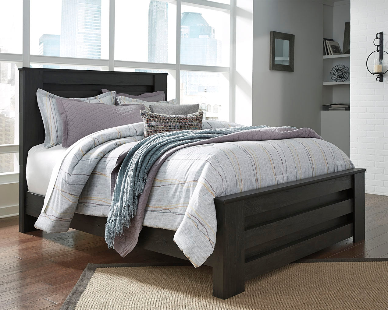 The Furniture Outlets - Ashley Furniture - Brinxton Bedroom - Queen Panel Bed / Charcoal - B249B2