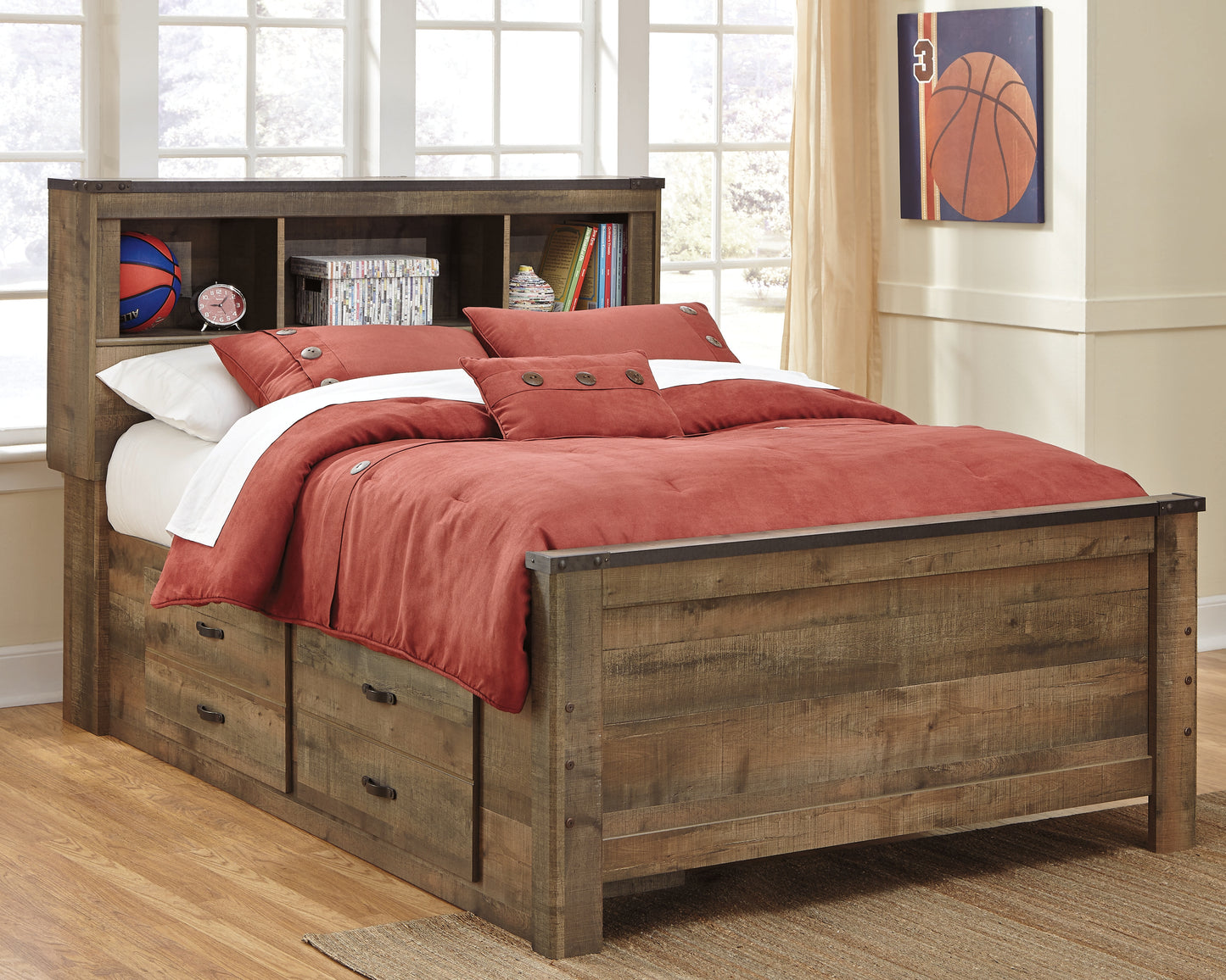The Furniture Outlets - Ashley Furniture - Trinell Bedroom - Full Panel Bed with 2 Storage Drawers / Brown - B446B10