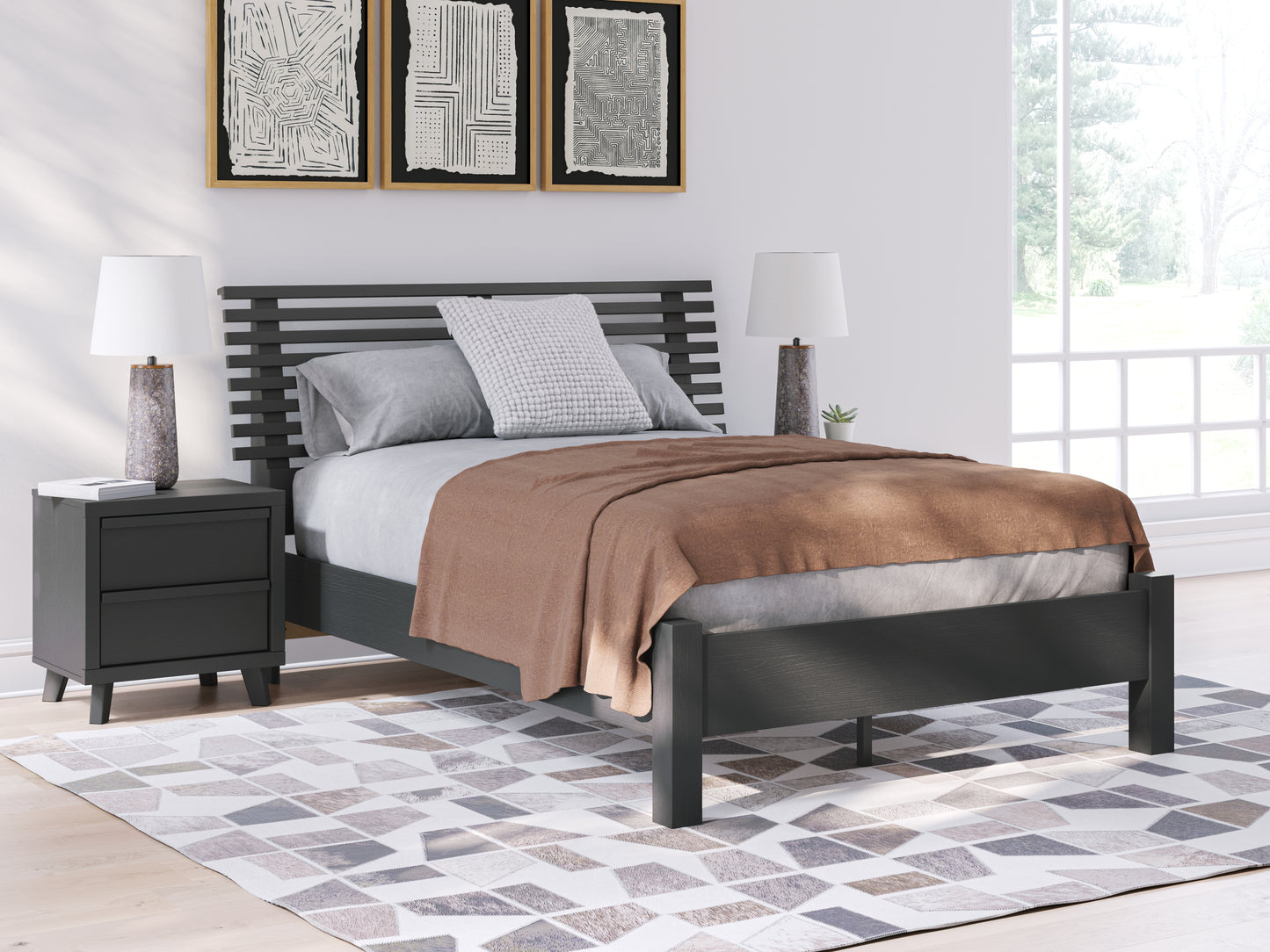 The Furniture Outlets - Ashley Furniture - Danziar Bedroom - Full Slat Panel Bed / Black - B1013B19