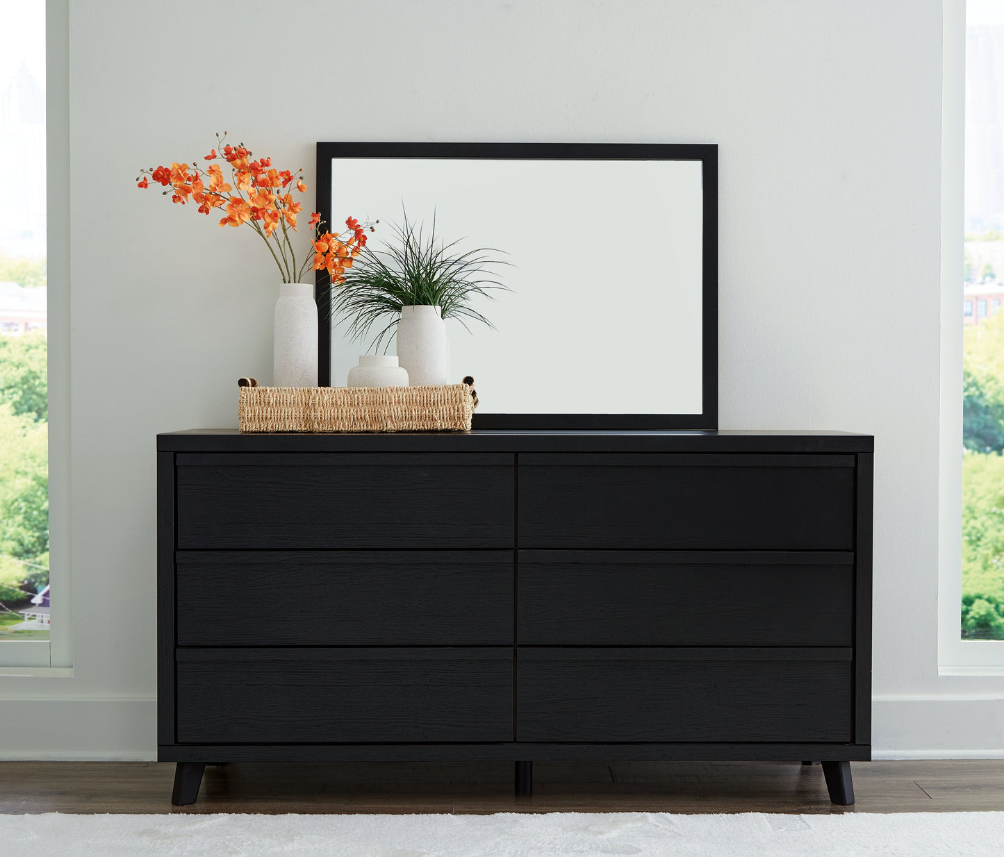 The Furniture Outlets - Ashley Furniture - Danziar Bedroom - Dresser and Mirror / Black - B1013B11