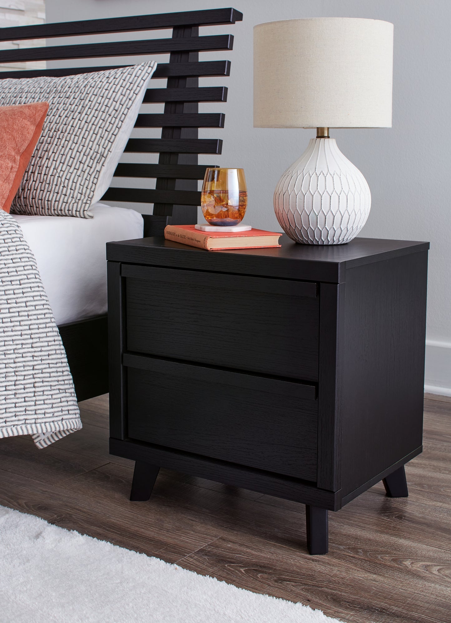 The Furniture Outlets - Ashley Furniture - Danziar Bedroom - Two Drawer Night Stand / Black - B1013-92