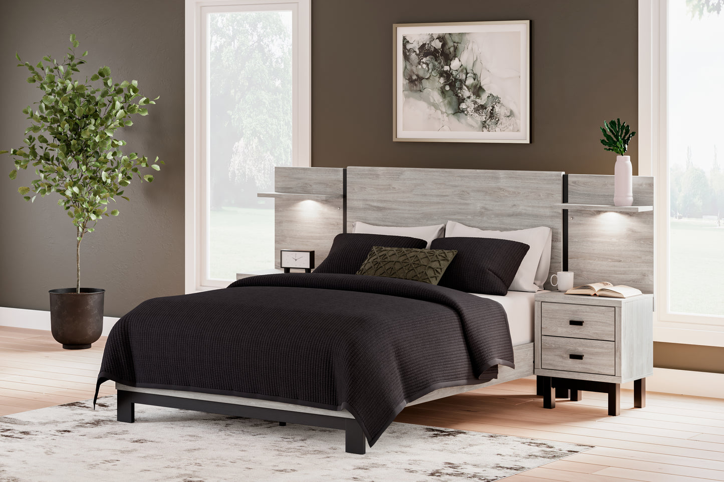 The Furniture Outlets - Ashley Furniture - Vessalli Bedroom - Queen Panel Bed with Extensions / Gray - B1036B5
