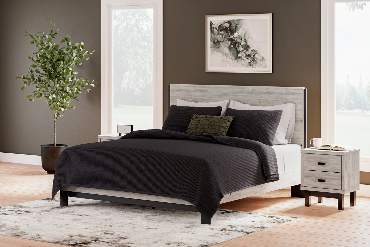 The Furniture Outlets - Ashley Furniture - Vessalli Bedroom - King Panel Bed / Gray - B1036B7