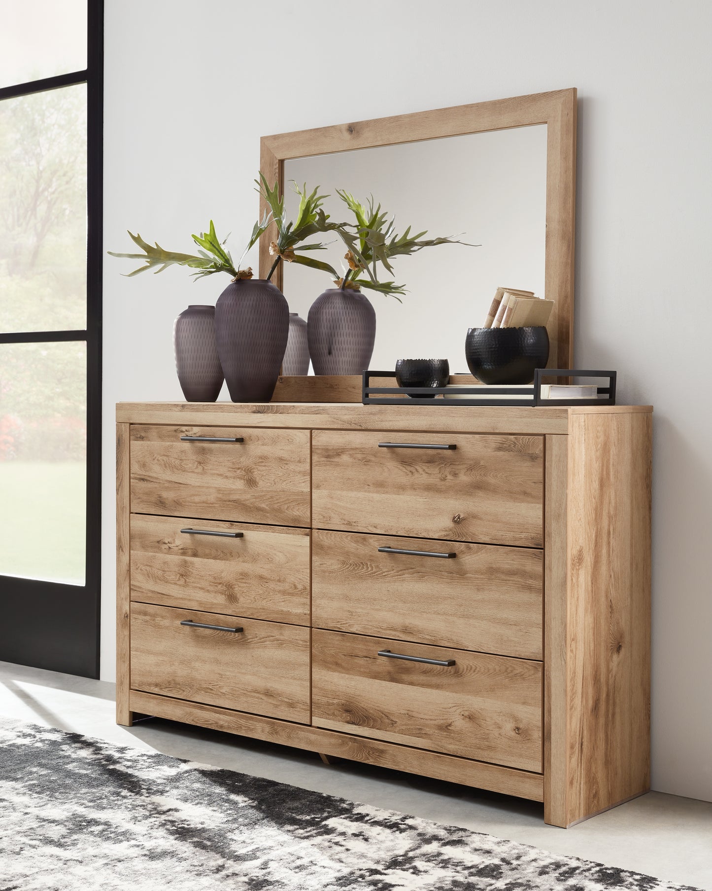 The Furniture Outlets - Ashley Furniture - Hyanna Bedroom - Dresser and Mirror / Tan Brown - B1050B1