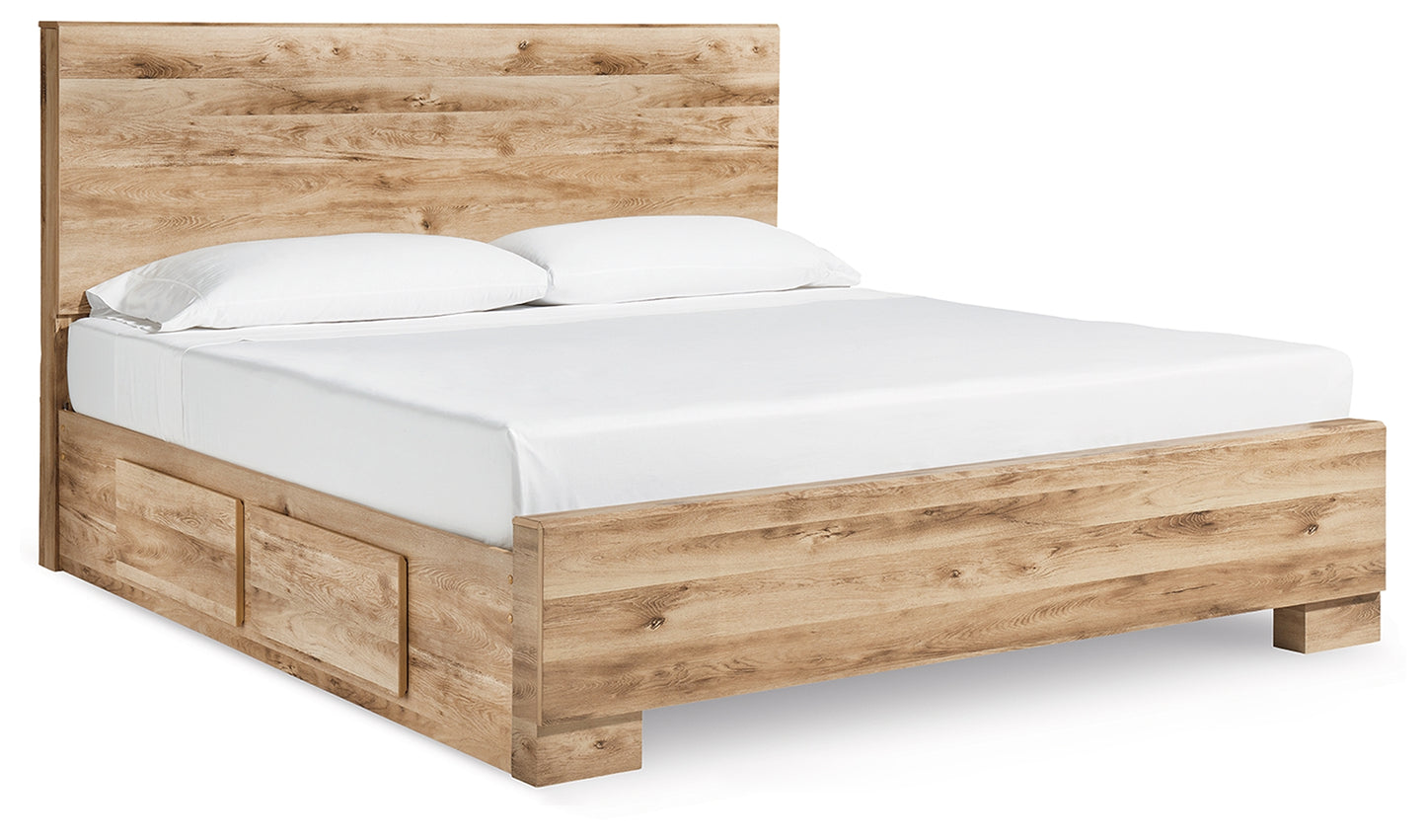 The Furniture Outlets - Ashley Furniture - Hyanna Bedroom - King Panel Bed with 2 Side Storage / Tan Brown - B1050B33