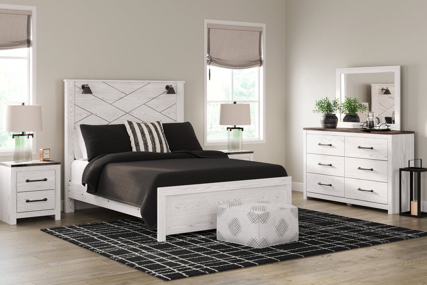 The Furniture Outlets - Ashley Furniture - Gerridan Bedroom - Queen Panel Bed / White/Gray - B1190B7