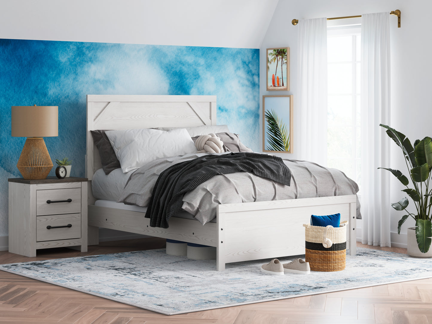 The Furniture Outlets - Ashley Furniture - Gerridan Bedroom - Full Panel Bed / White/Gray - B1190B4