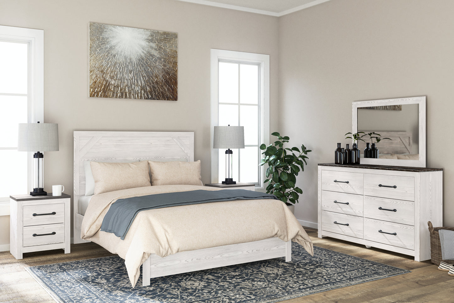 The Furniture Outlets - Ashley Furniture - Gerridan Bedroom - Two Drawer Night Stand / White/Gray - B1190-92