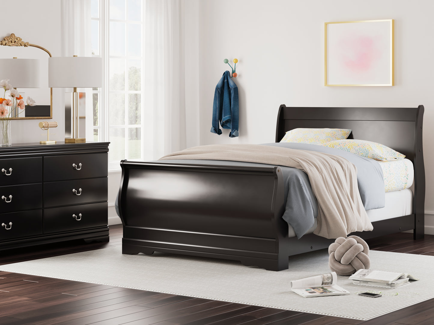 The Furniture Outlets - Ashley Furniture - Huey Vineyard Bedroom - Full Sleigh Bed / Black - B128B9