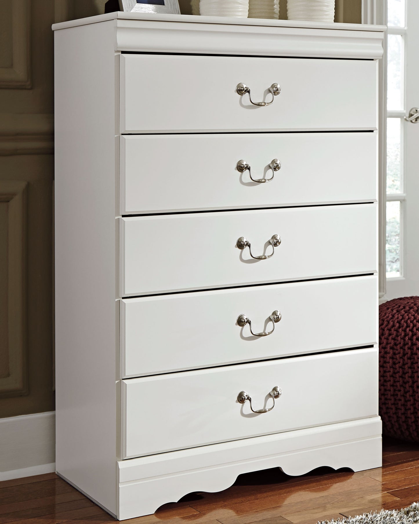 The Furniture Outlets - Ashley Furniture - Anarasia Bedroom - Five Drawer Chest / White - B129-46