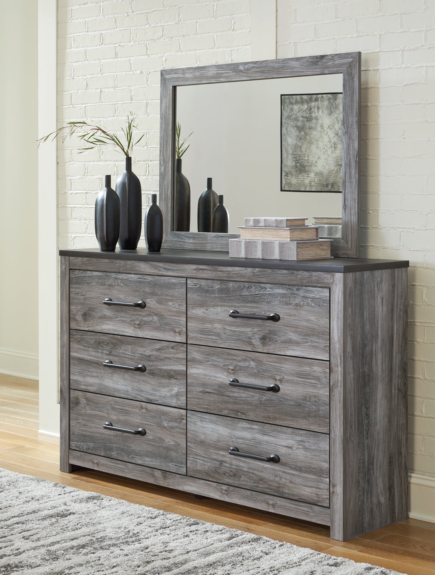 The Furniture Outlets - Ashley Furniture - Bronyan Bedroom - Dresser and Mirror / Dark Gray - B1290B1