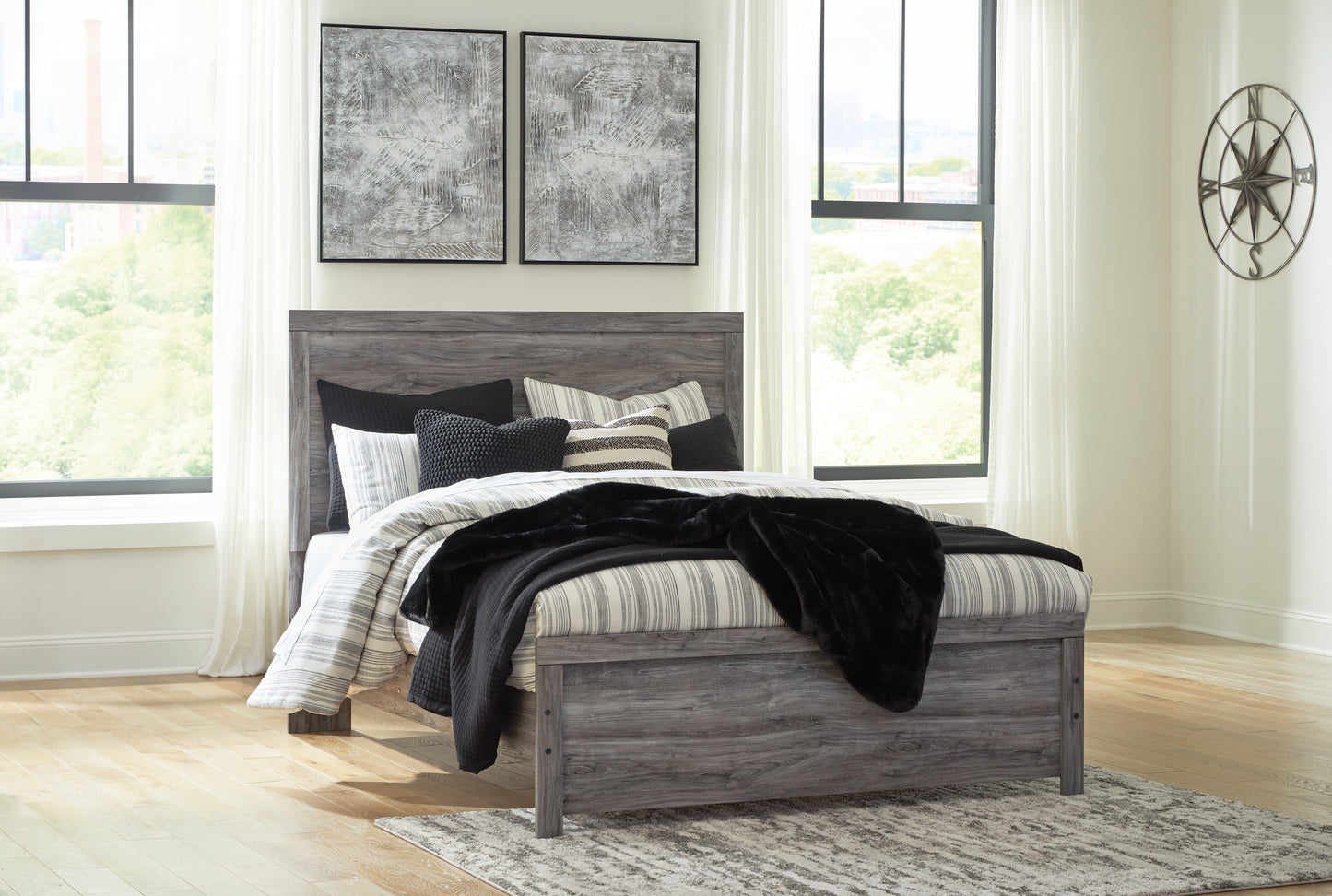 The Furniture Outlets - Ashley Furniture - Bronyan Bedroom - Queen Panel Bed / Dark Gray - B1290B2