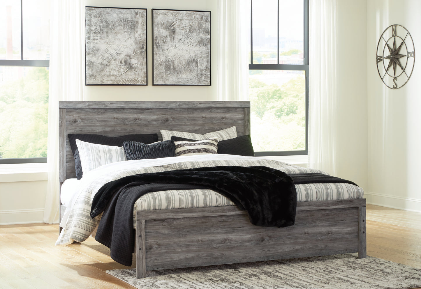 The Furniture Outlets - Ashley Furniture - Bronyan Bedroom - King Panel Bed / Dark Gray - B1290B4