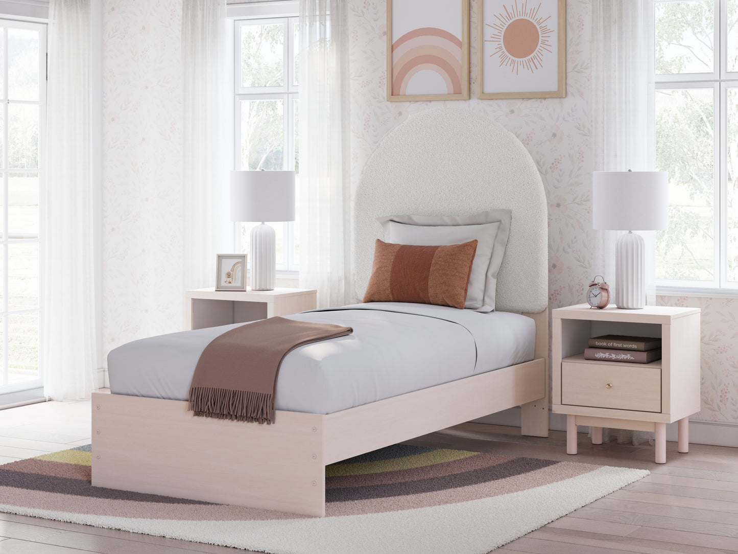 The Furniture Outlets - Ashley Furniture - Wistenpine Bedroom - Twin Upholstered Panel Bed / Blush - B1323B8