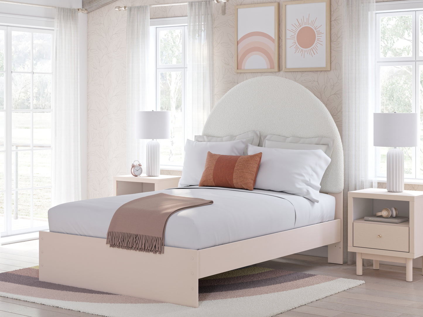 The Furniture Outlets - Ashley Furniture - Wistenpine Bedroom - Full Upholstered Panel Bed / Blush - B1323B9