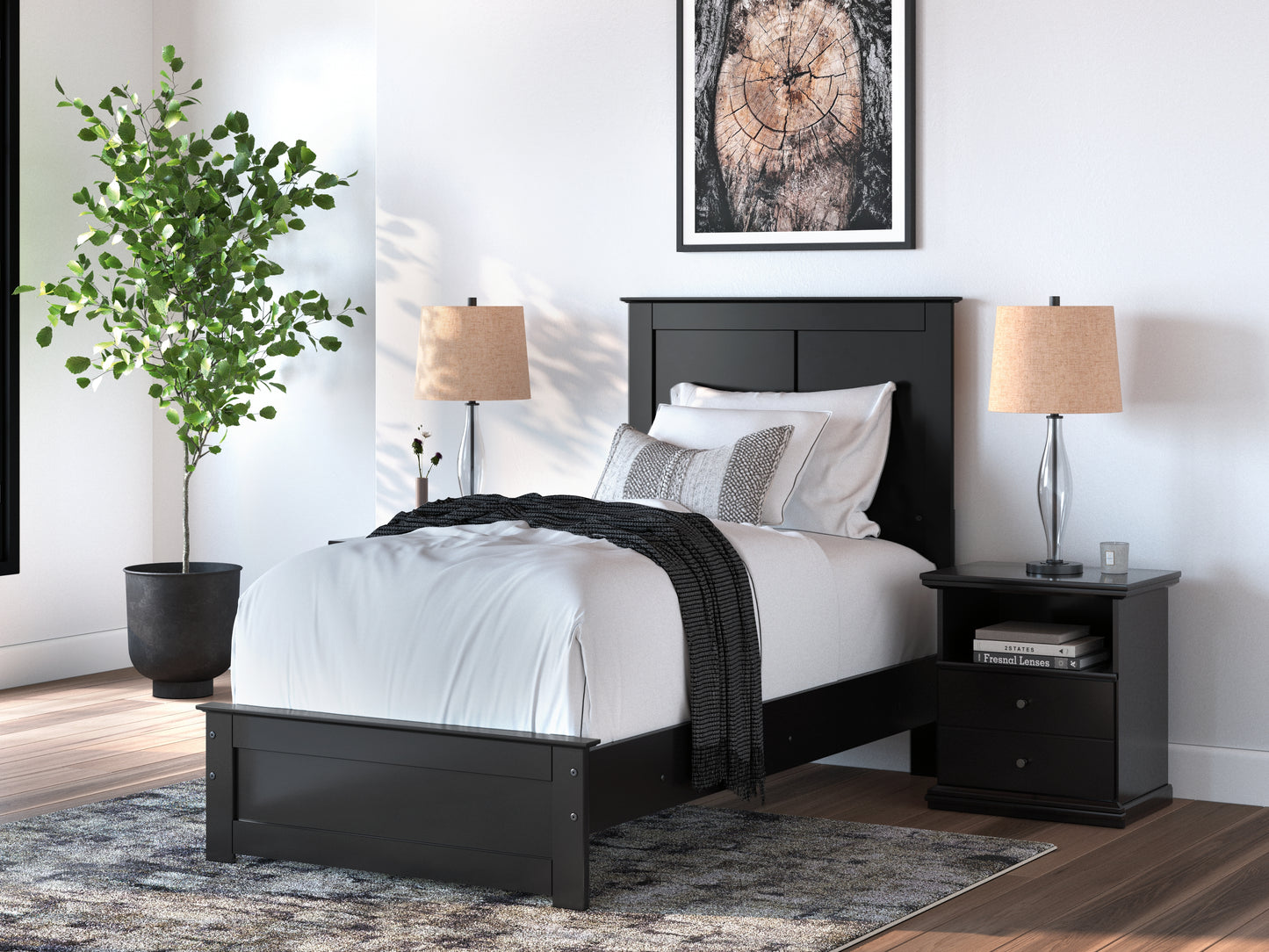 The Furniture Outlets - Ashley Furniture - Maribel Bedroom - Twin Panel Bed / Black - B138B51