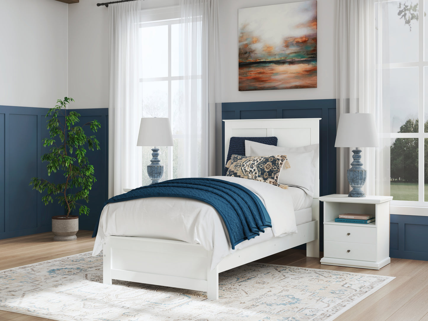 The Furniture Outlets - Ashley Furniture - Bostwick Shoals Bedroom - Twin Panel Bed / White - B139B41