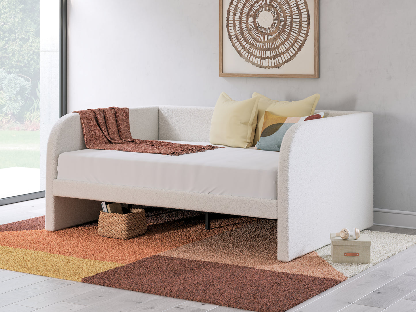The Furniture Outlets - Ashley Furniture - Arloster Bedroom - Full Upholstered Day Bed / Tan/White - PCB1566B10