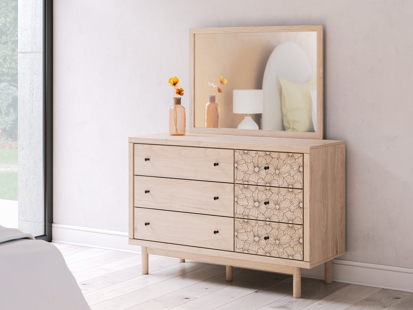The Furniture Outlets - Ashley Furniture - Arloster Bedroom - Dresser and Mirror / Tan - PCB1566B1