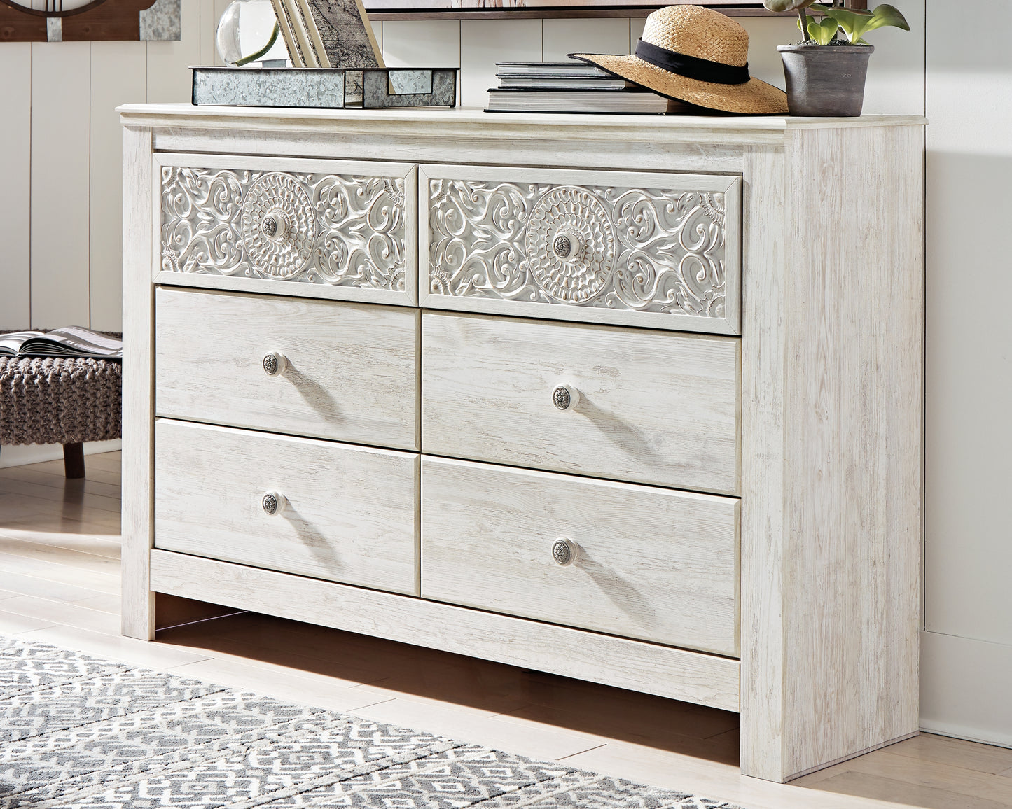 The Furniture Outlets - Ashley Furniture - Paxberry Bedroom - Six Drawer Dresser / Whitewash - B181-31
