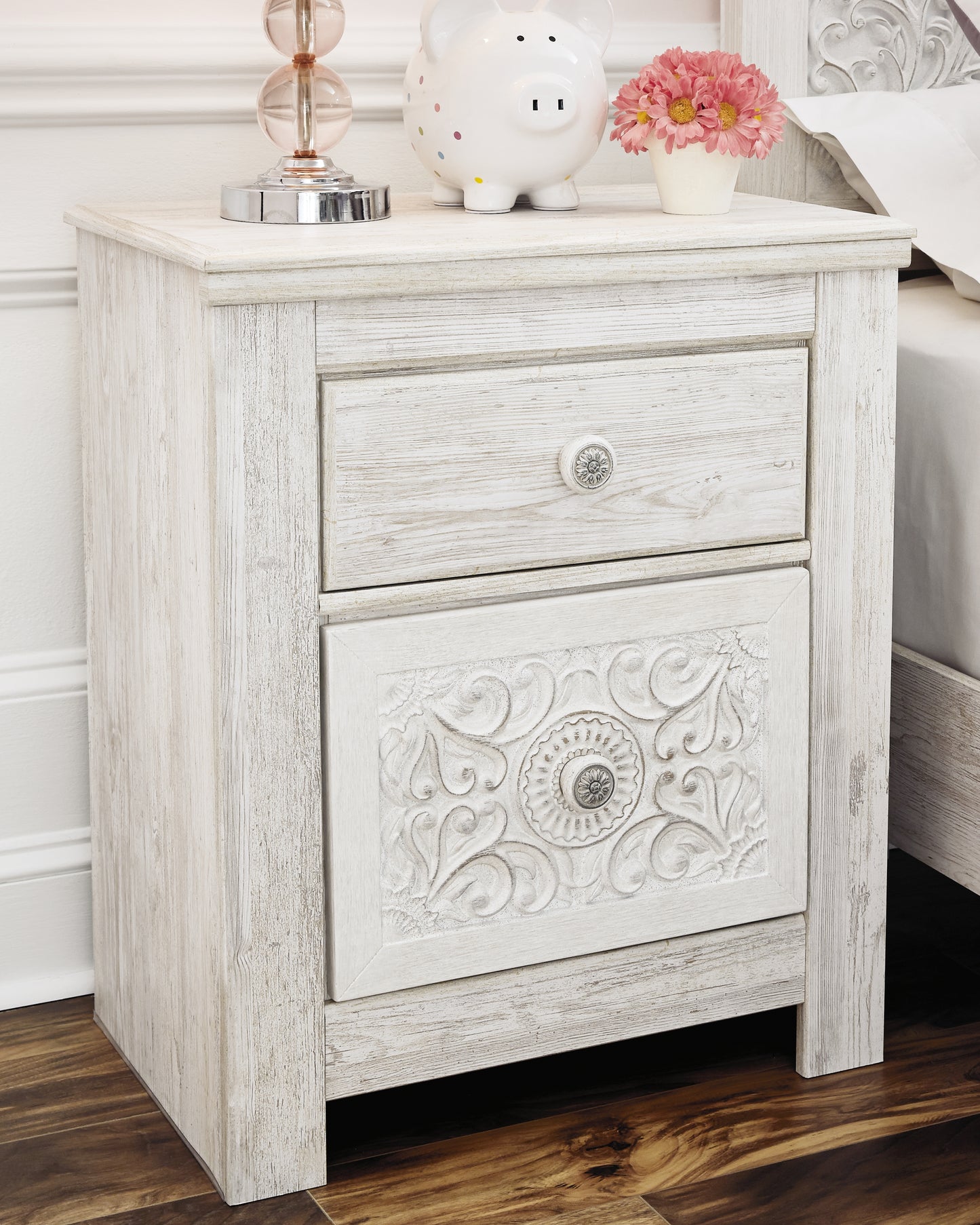 The Furniture Outlets - Ashley Furniture - Paxberry Bedroom - Two Drawer Night Stand / Whitewash - B181-92