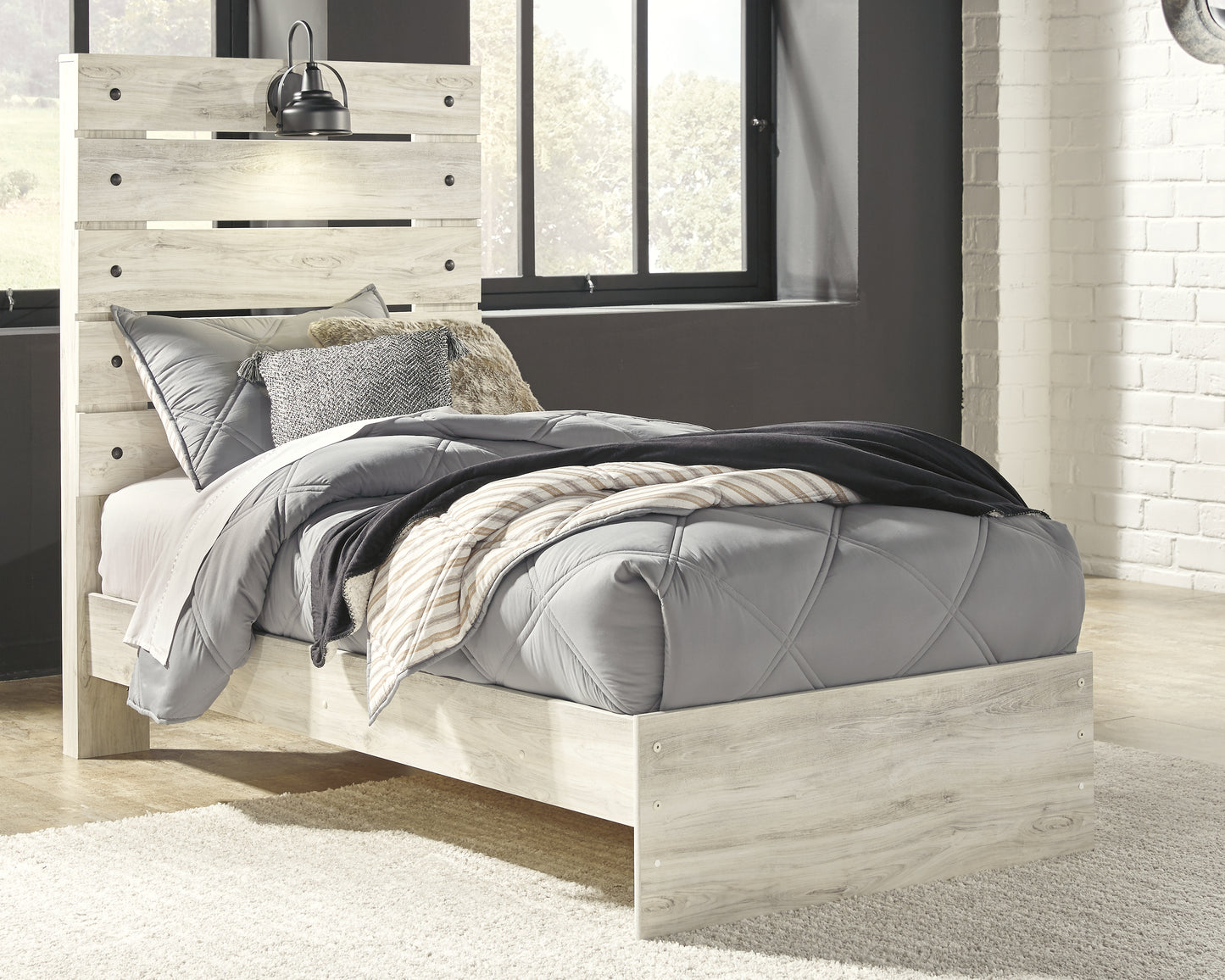The Furniture Outlets - Ashley Furniture - Cambeck Bedroom - Twin Panel Bed / Whitewash - B192B2
