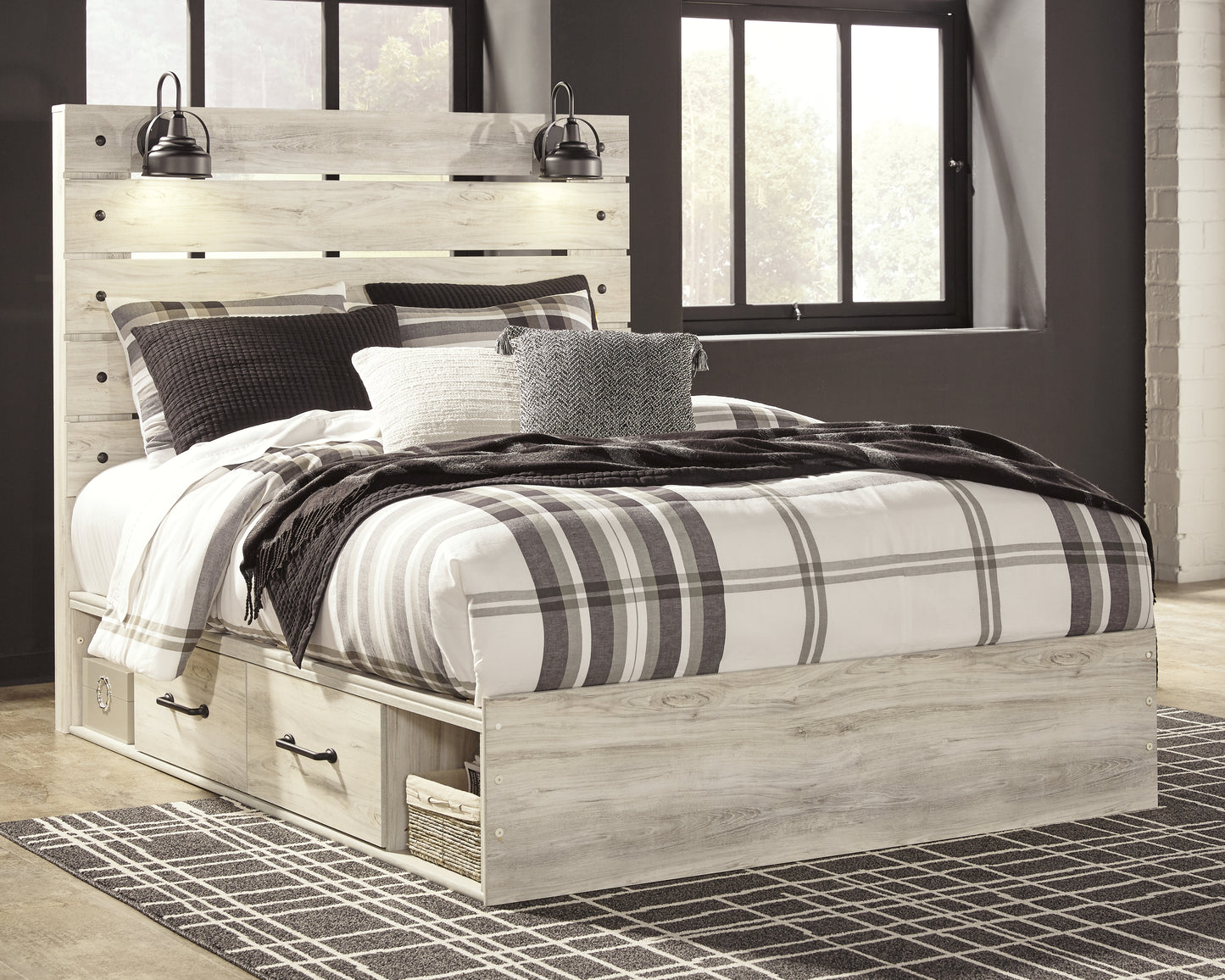 The Furniture Outlets - Ashley Furniture - Cambeck Bedroom - Queen Panel Bed with 4 Storage Drawers / Whitewash - B192B24