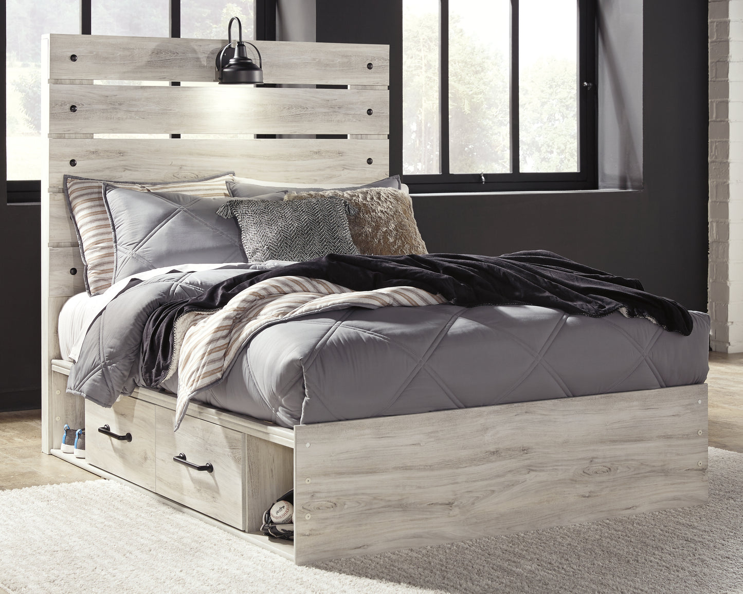 The Furniture Outlets - Ashley Furniture - Cambeck Bedroom - Full Panel Bed with 2 Storage Drawers / Whitewash - B192B16