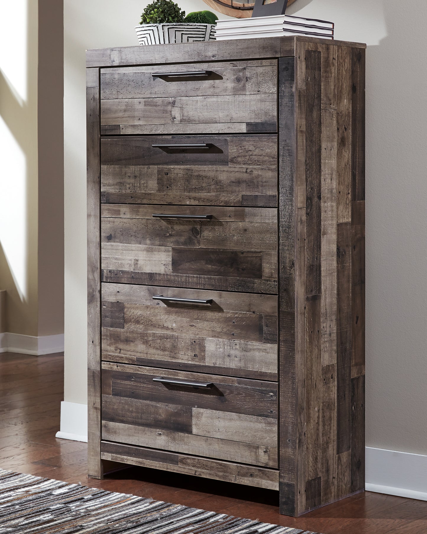 The Furniture Outlets - Ashley Furniture - Derekson Bedroom - Five Drawer Chest / Multi Gray - B200-46