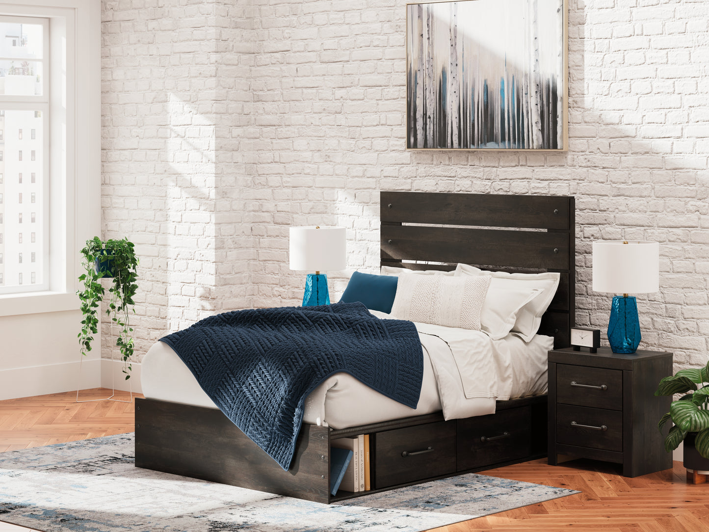 The Furniture Outlets - Ashley Furniture - Hollivern Bedroom - Full Panel Storage Bed / Dark Gray - PCB2108B15