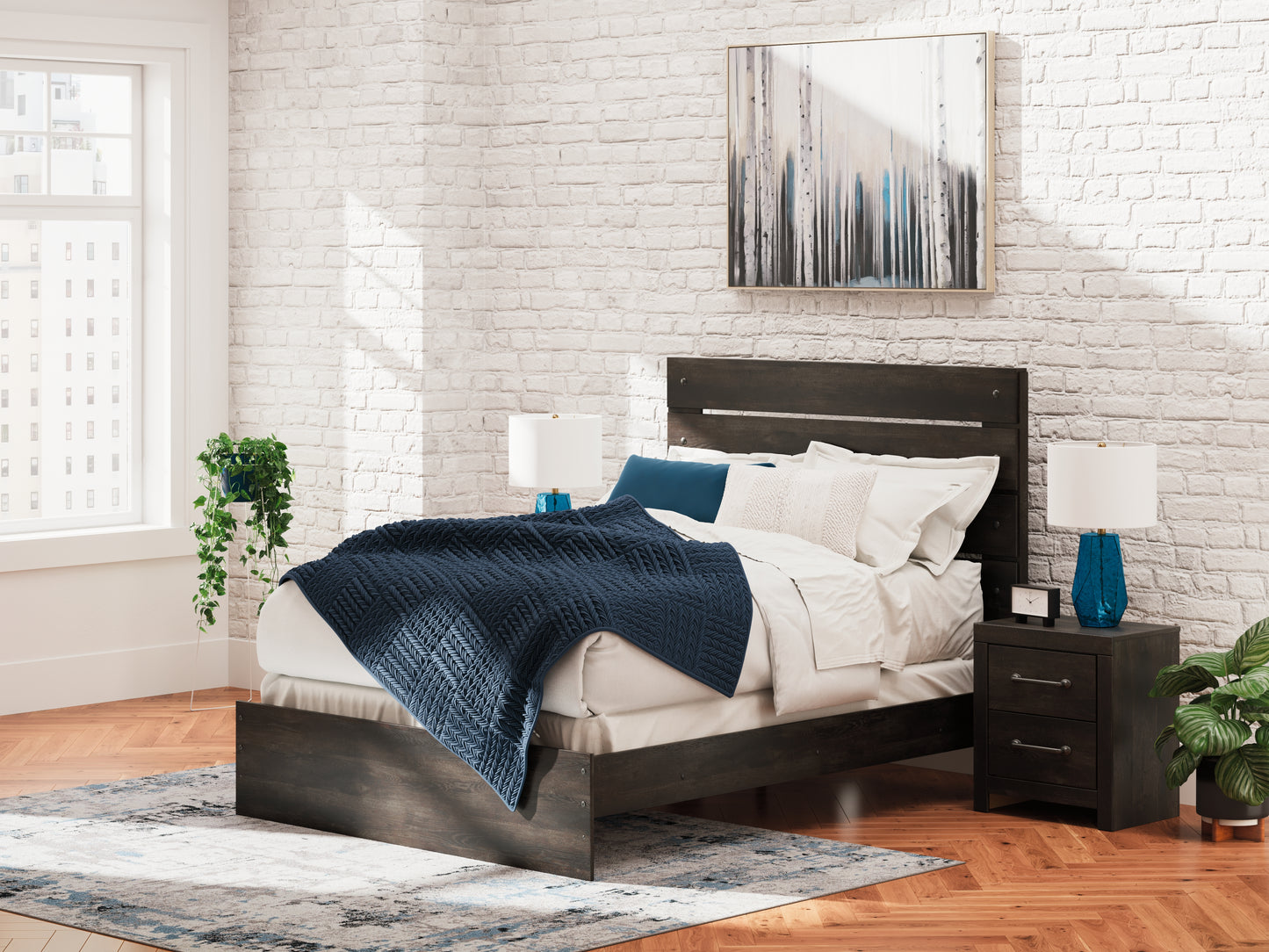 The Furniture Outlets - Ashley Furniture - Hollivern Bedroom - Queen Panel Bed / Dark Gray - PCB2108B2