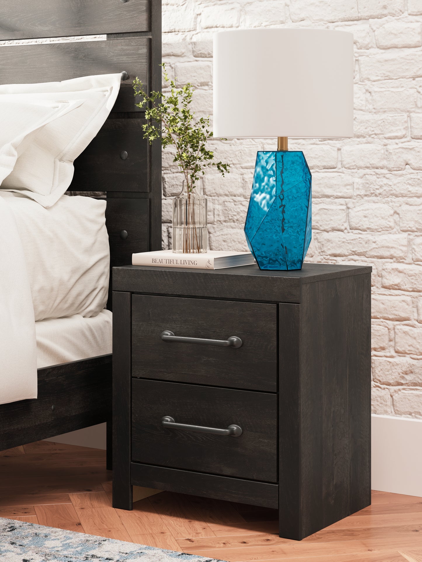 The Furniture Outlets - Ashley Furniture - Hollivern Bedroom - Two Drawer Night Stand / Dark Gray - PCB2108-92