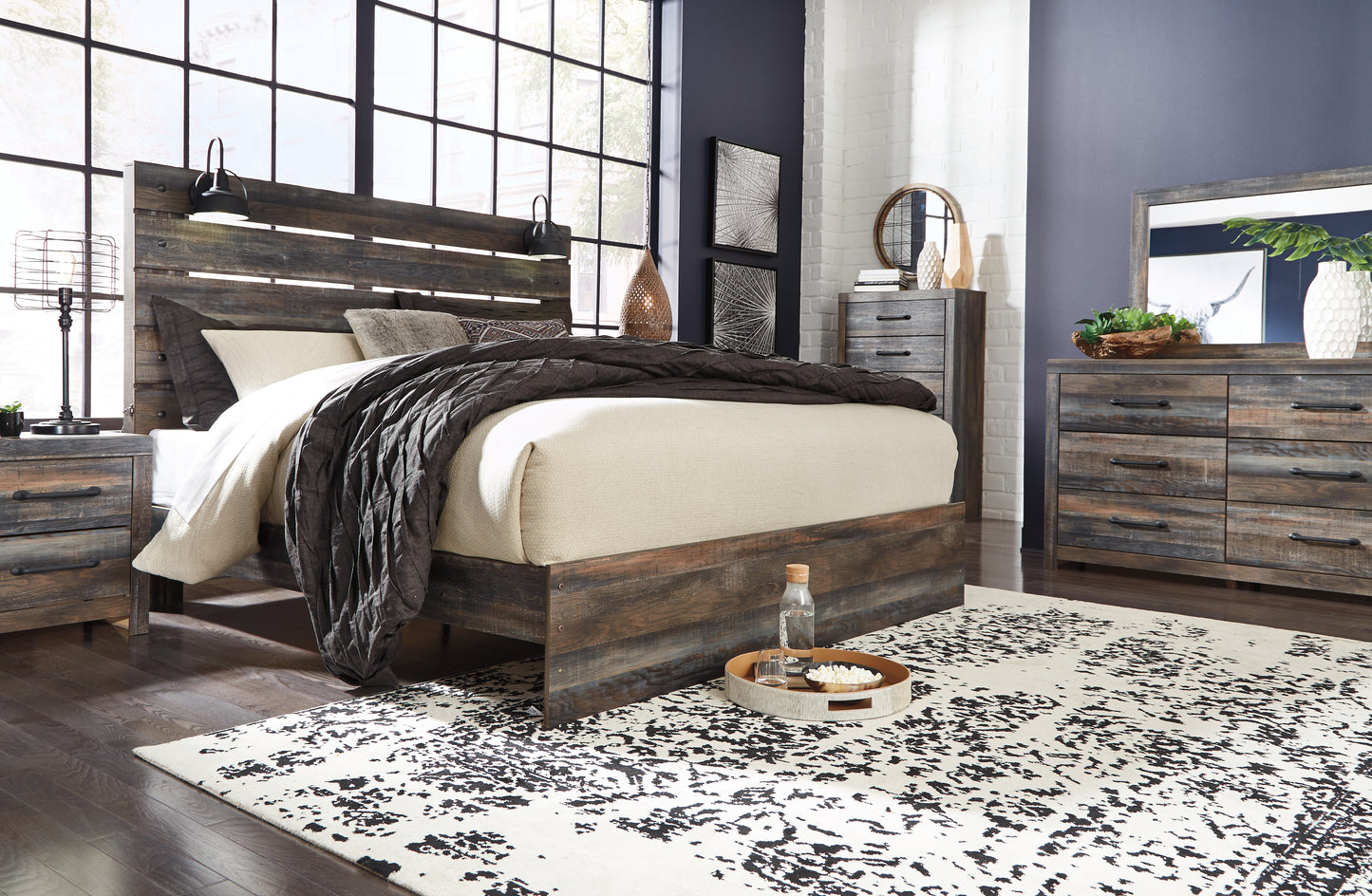 The Furniture Outlets - Ashley Furniture - Drystan Bedroom - King Panel Bed / Multi - B211B14