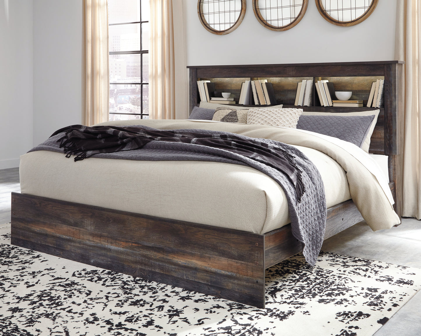 The Furniture Outlets - Ashley Furniture - Drystan Bedroom - King Bookcase Bed / Multi - B211B53
