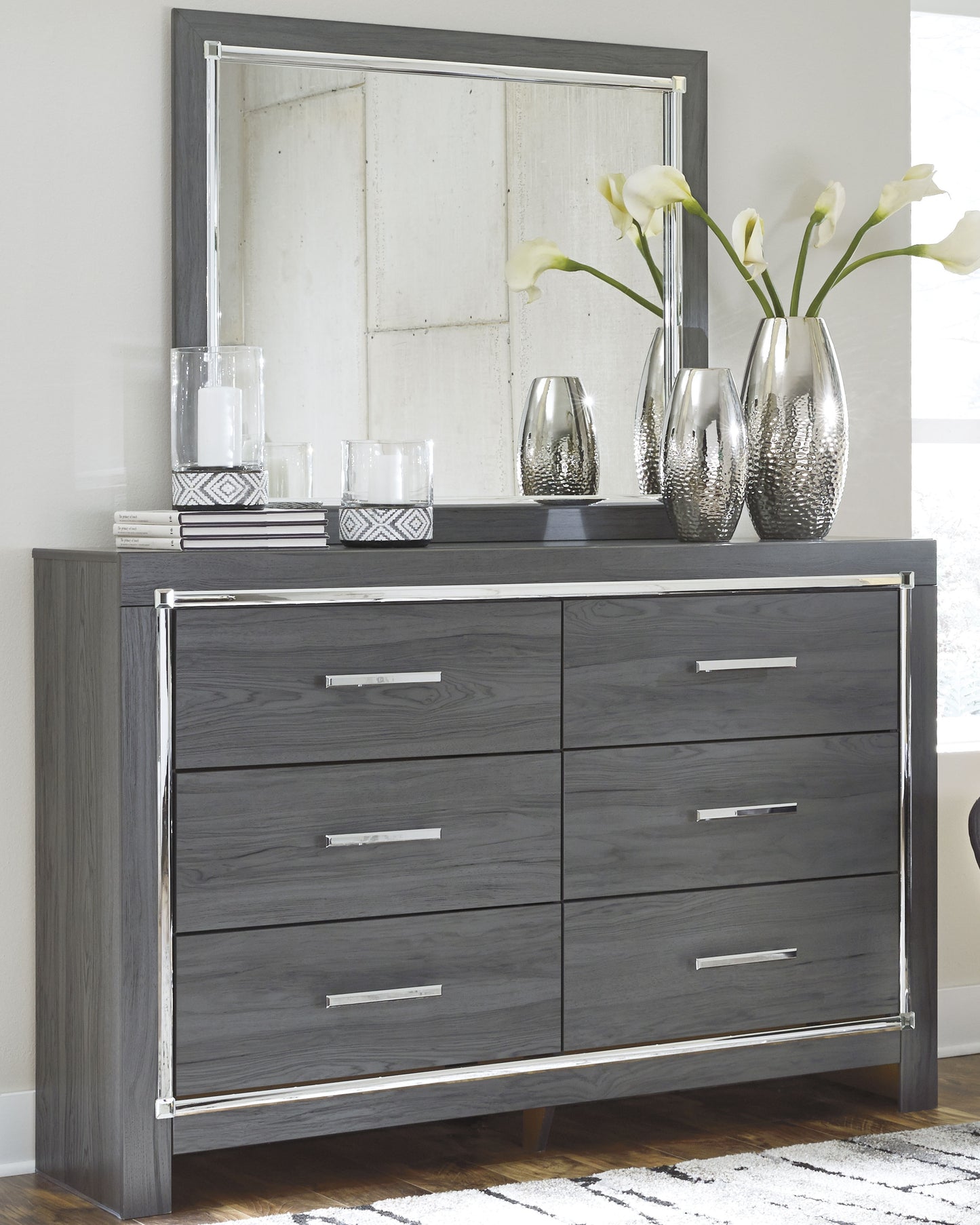 The Furniture Outlets - Ashley Furniture - Lodanna Bedroom - Dresser and Mirror / Gray - B214B1