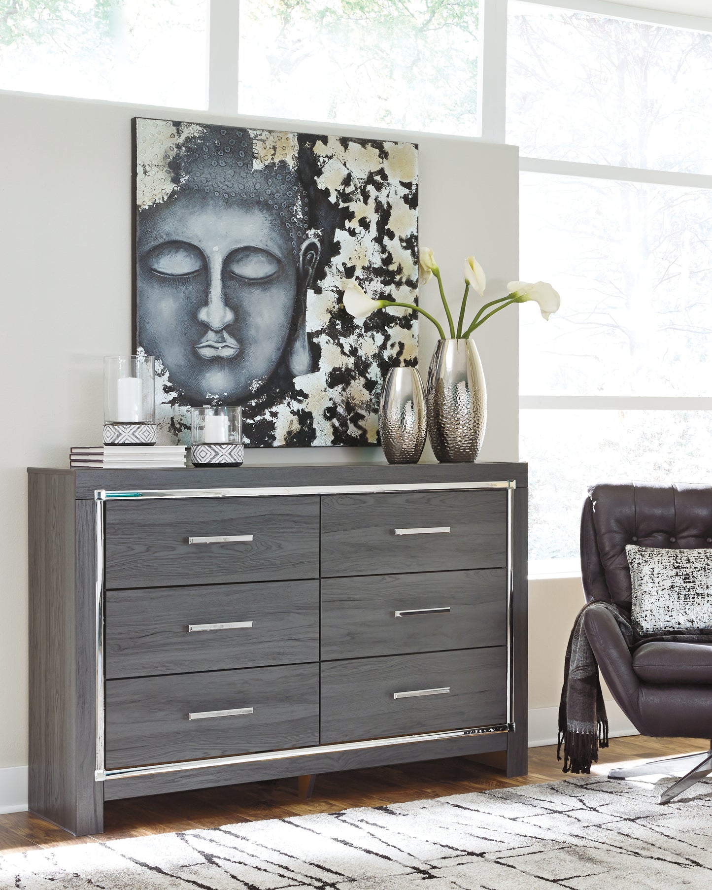 The Furniture Outlets - Ashley Furniture - Lodanna Bedroom - Six Drawer Dresser / Gray - B214-31